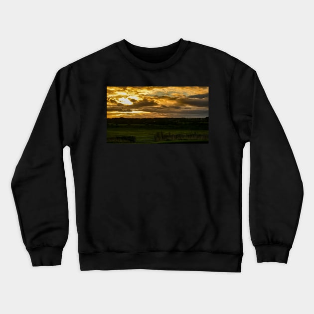 Seaton Sluice Field Sunset Crewneck Sweatshirt by axp7884
